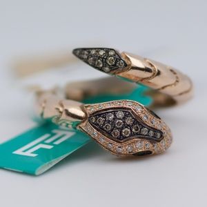 EFFY 14k Rose Gold Round Diamond Snake Ring